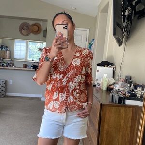Cute summer top see-through flower print